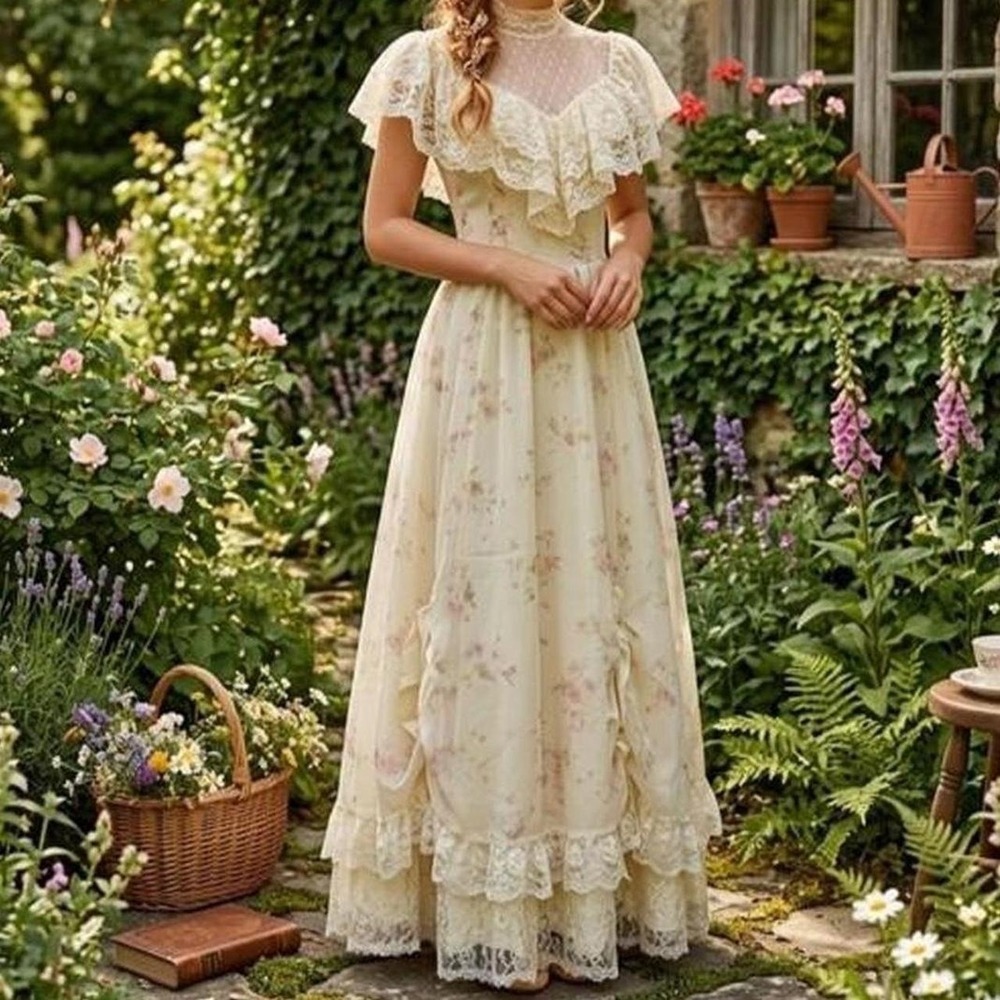 Rare Vintage Gunne Sax Cottagecore Prairie Dress by Jessica McClintock